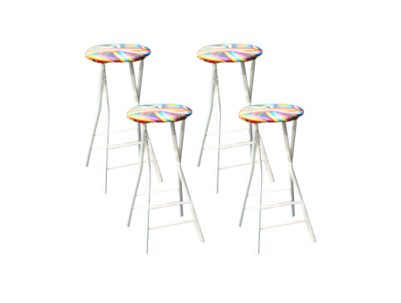 4 Bar Stools w/ 4 Fully Printed Covers